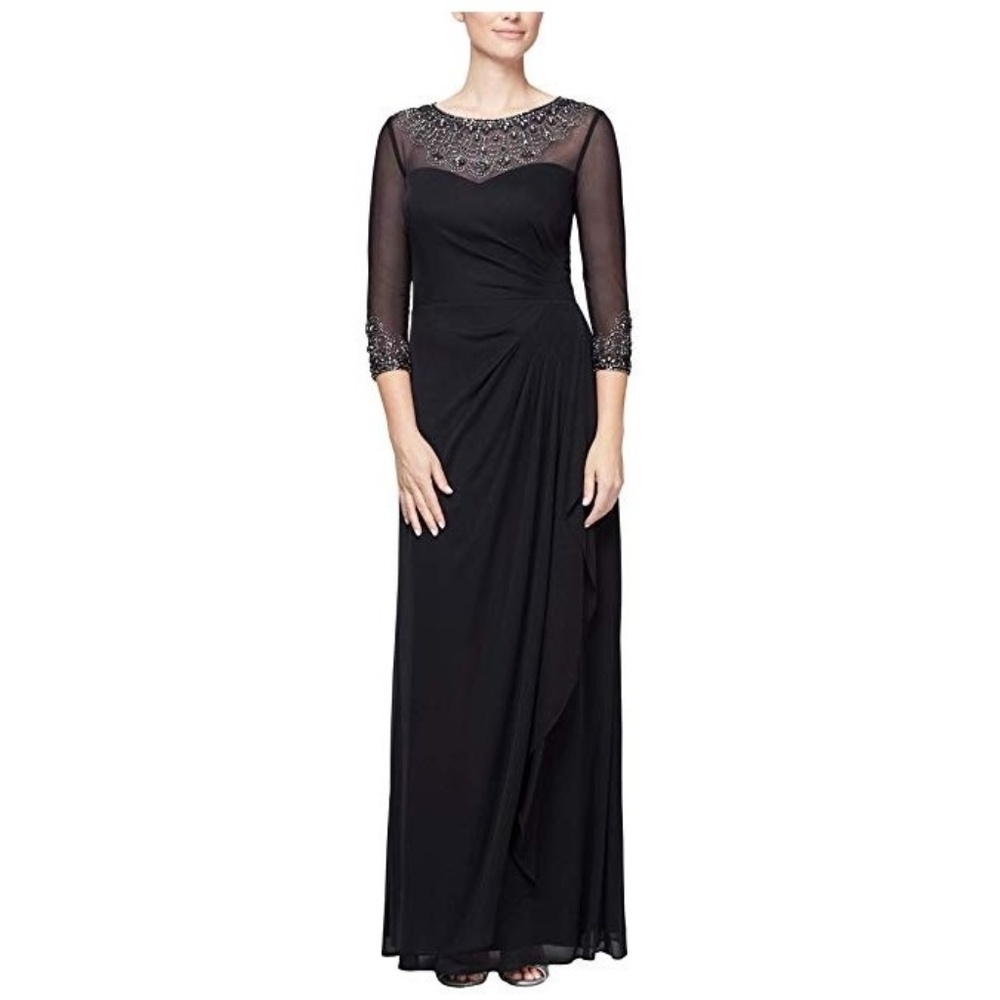 Long A Line Illusion Sweetheart Neck Dress